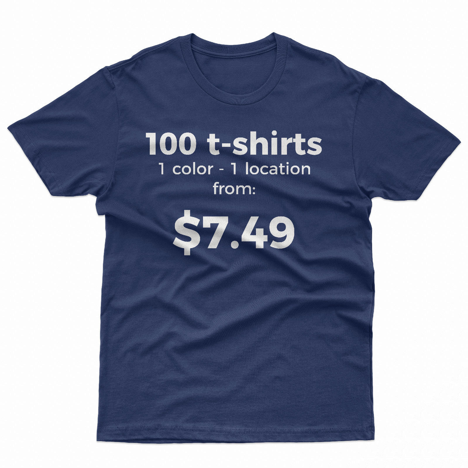 100 Custom Printed T-Shirts, 1 Location