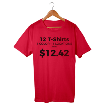 12 Custom Printed T-Shirts – 1 Location