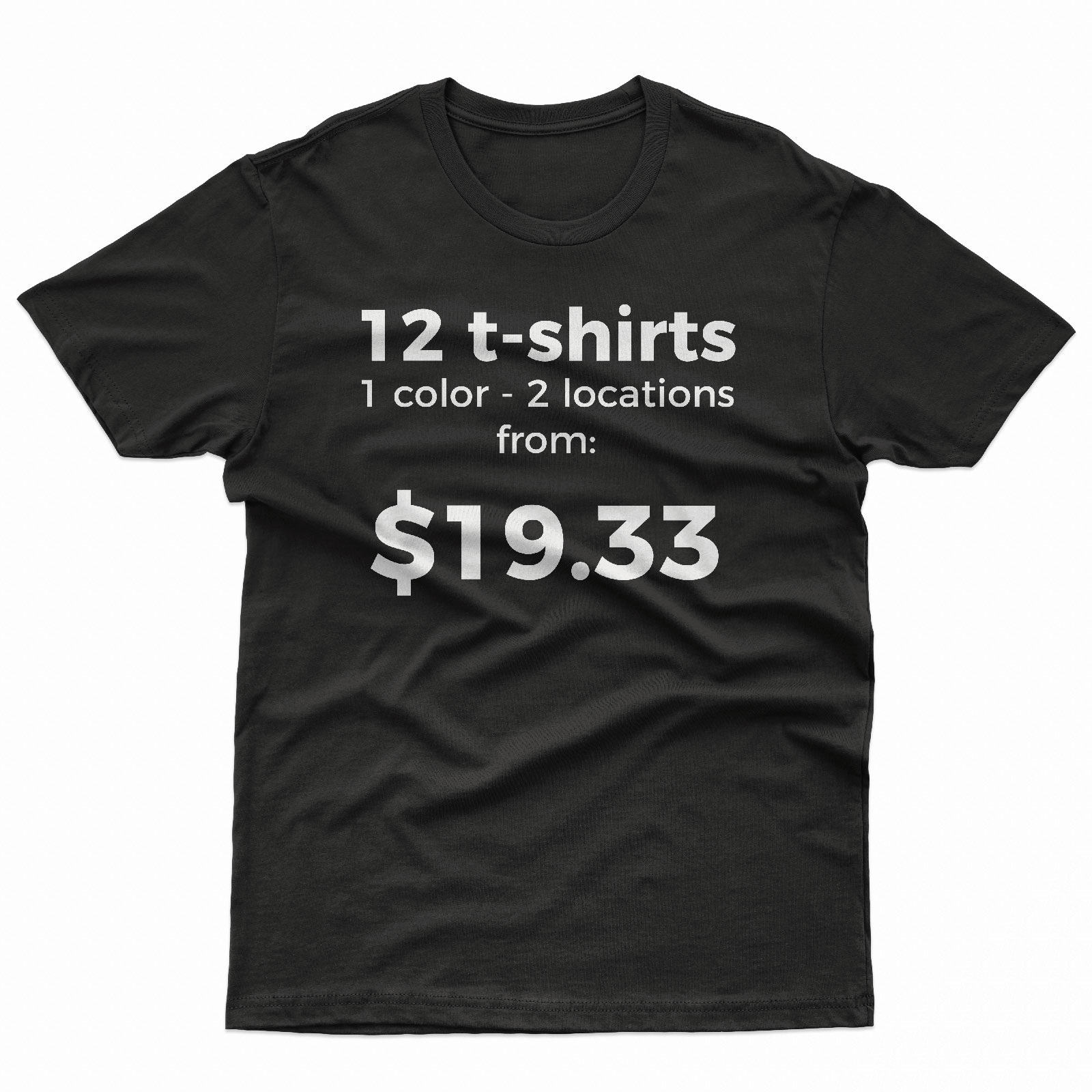 12 Custom Printed T-Shirts - 2 Locations