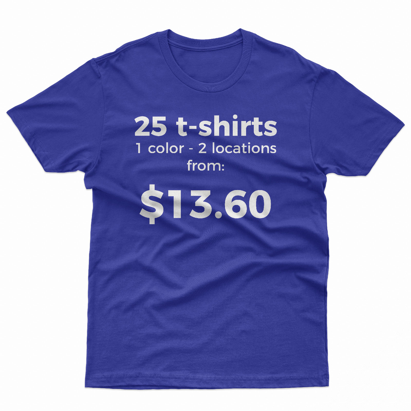 25 Custom Printed T-Shirts - 2 Locations