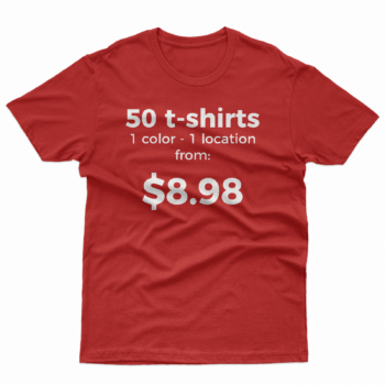 50 Custom Printed T-Shirts, 1 Location