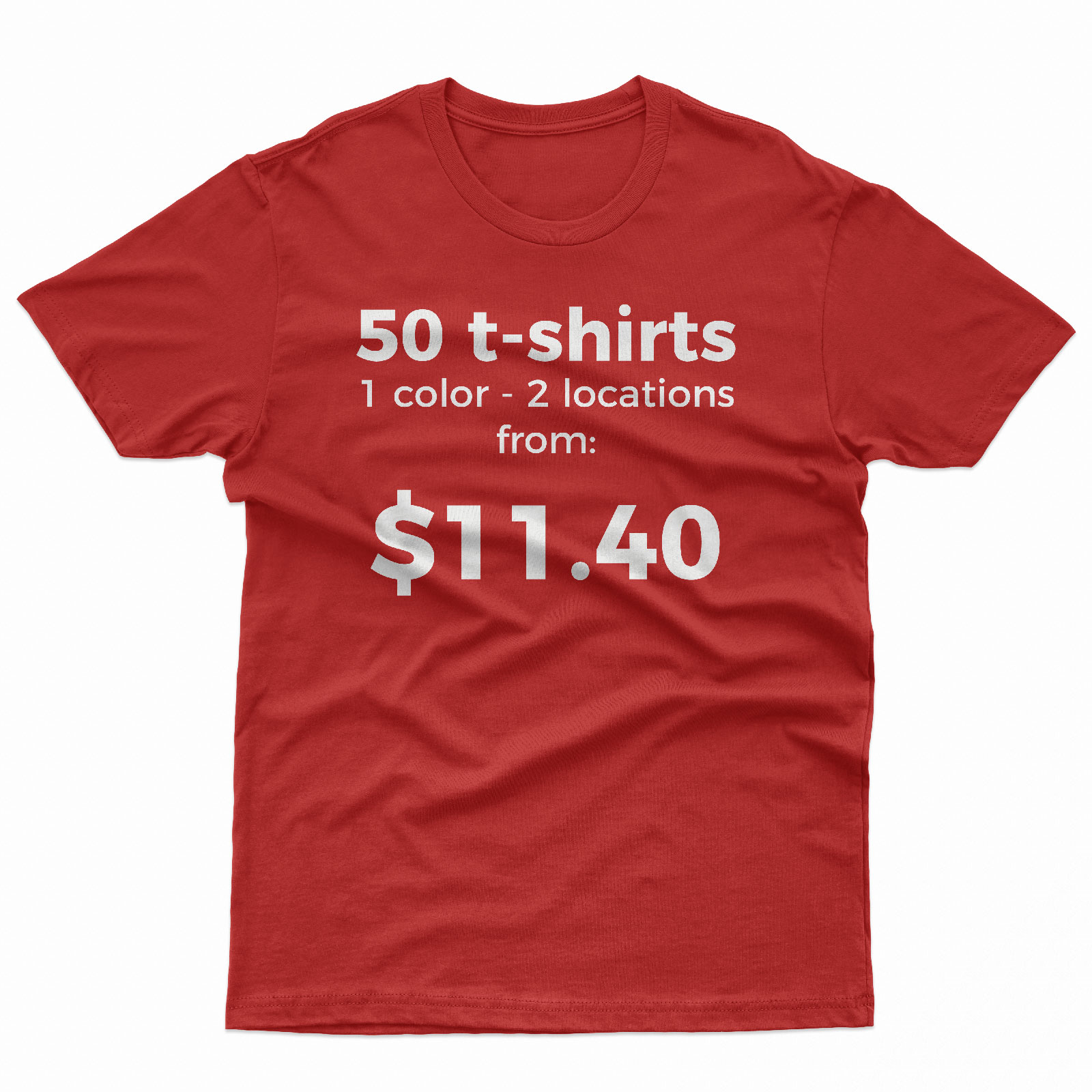 50 Custom Printed T-Shirts - 2 Locations